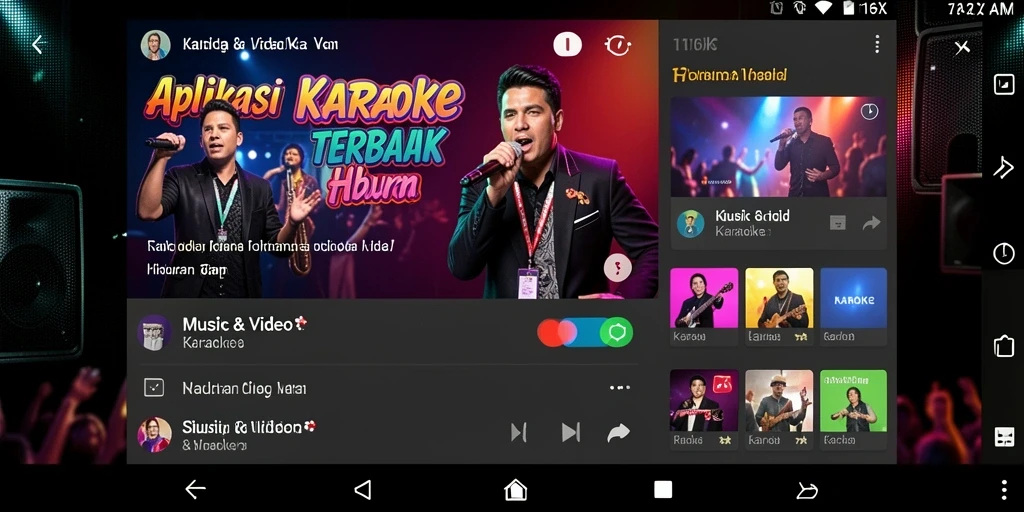 Tampilan antarmuka 116X yang sederhana dan menyenangkan untuk karaoke.