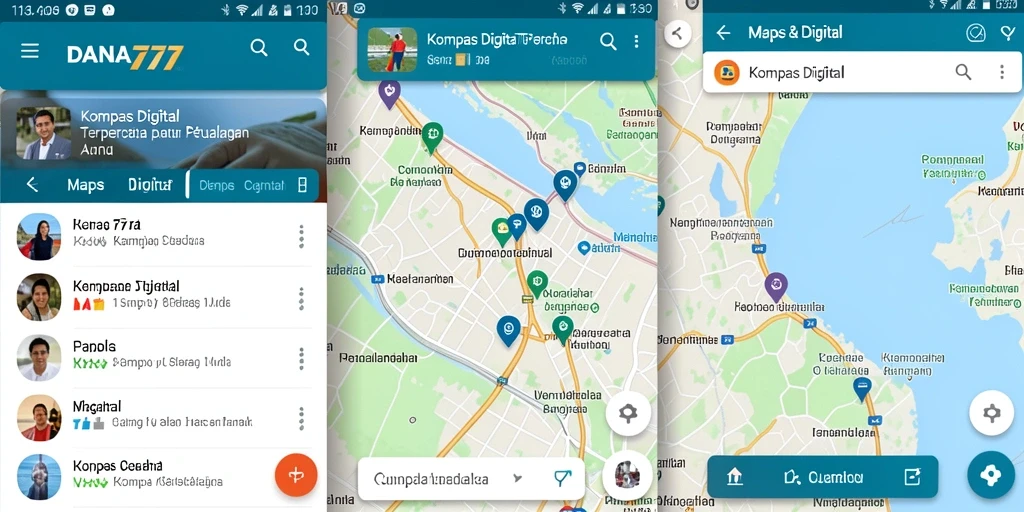 Tampilan antarmuka DANA777 yang sederhana untuk navigasi kompas digital.