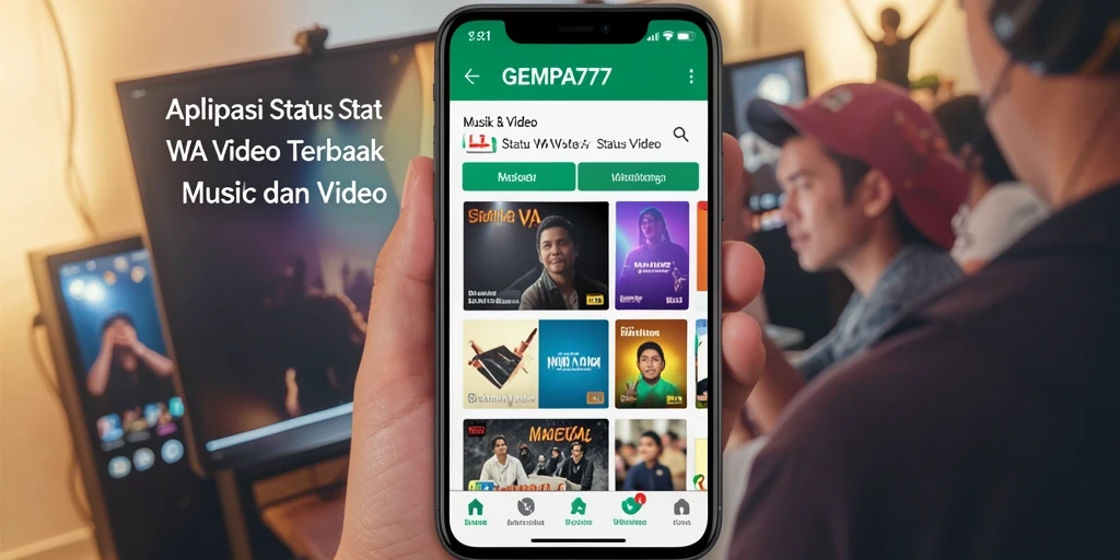 Antarmuka GEMPA777 menampilkan beragam pilihan video status WA.