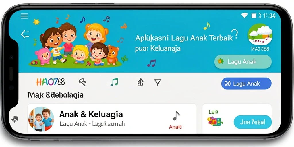Antarmuka sederhana dan ceria dari aplikasi HAO788 untuk Lagu Anak.