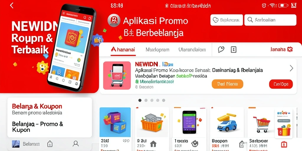 Tampilan antarmuka aplikasi NEWIDN menampilkan berbagai kupon dan promo.