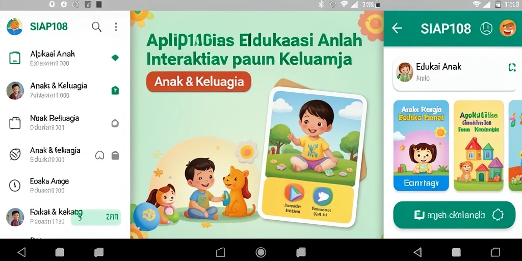 Tampilan antarmuka interaktif aplikasi SIAP108 untuk Edukasi Anak.