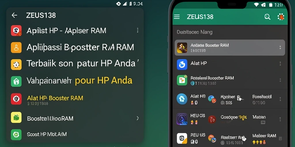 Screenshot aplikasi ZEUS138 menunjukkan antarmuka pembersihan RAM yang efektif.
